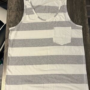 lululemon athletica Gray and White Striped Tank Top